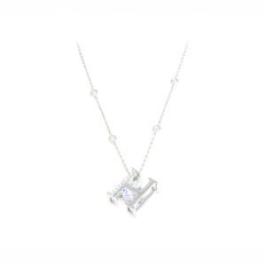 Silver Toned Letters Necklace -H image 0