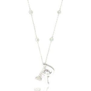 Silver Toned Letters Necklace -R image 0