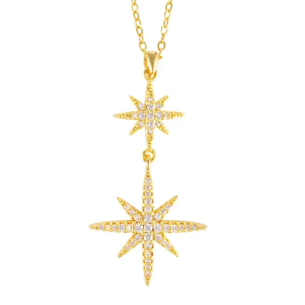 Necklace with a two-star studded design image 1