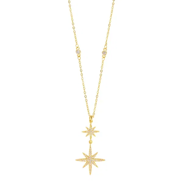 Necklace with a two-star studded design image 0