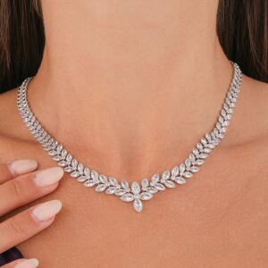 Crystal Necklace Set-Silver/White image 3