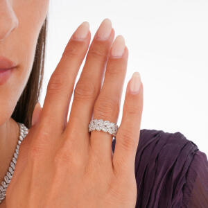 Crystal Necklace Set-Silver/White image 4
