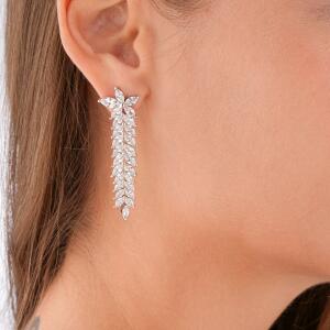 Silver Toned Marquise Necklace Set image 4