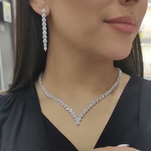 Silver Crystal Necklace Set image 0