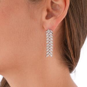 Silver Necklace Set with White Crystals image 3