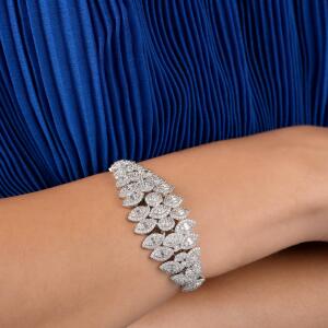 Silver Toned Marquise Necklace Set image 2