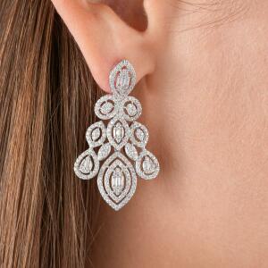 Silver Toned Marquise Necklace Set image 4