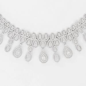 Silver Toned Pear Necklace Set image 3
