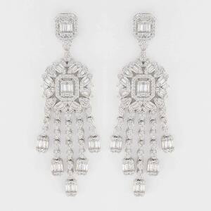 Silver Toned Asscher Necklace Set image 4