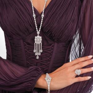 Silver Toned Asscher Necklace Set image 8