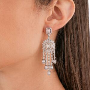 Silver Toned Asscher Necklace Set image 9