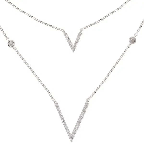 Double-Layer V Pendant Necklace image 1