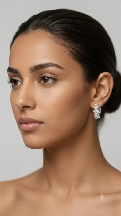 Serpentine Diamond Huggie Earrings image 1