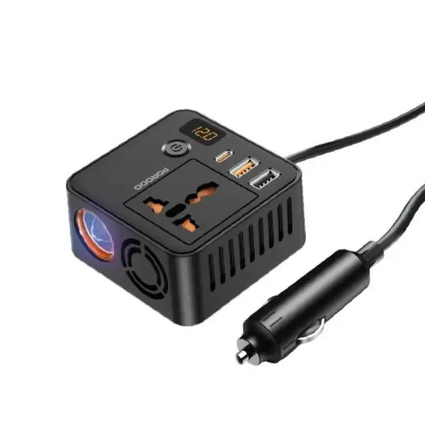 بورودو شاحن سيارة 200 واط QC3.0 PD+USB UK - أسود image 0