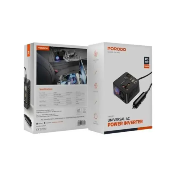 بورودو شاحن سيارة 200 واط QC3.0 PD+USB UK - أسود image 2