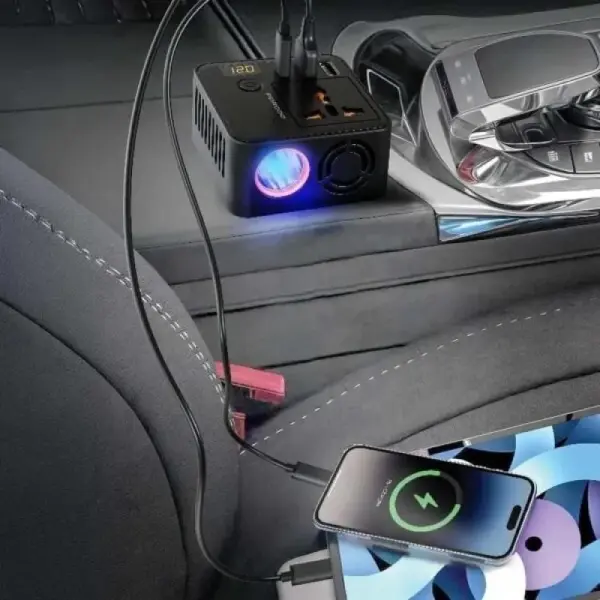 بورودو شاحن سيارة 200 واط QC3.0 PD+USB UK - أسود image 1
