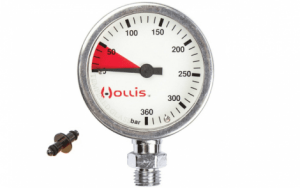 BRASS AND GLASS PRESSURE GAUGE image 0