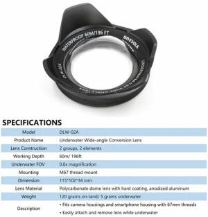 DIVEVOLK WIDE ANGLE CONVERSION LENS 67 M image 1