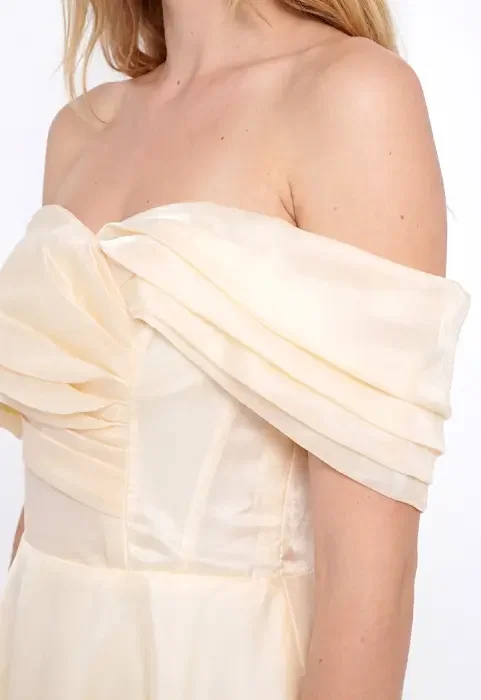 Draped Off-Shoulder Midi Dress image 5