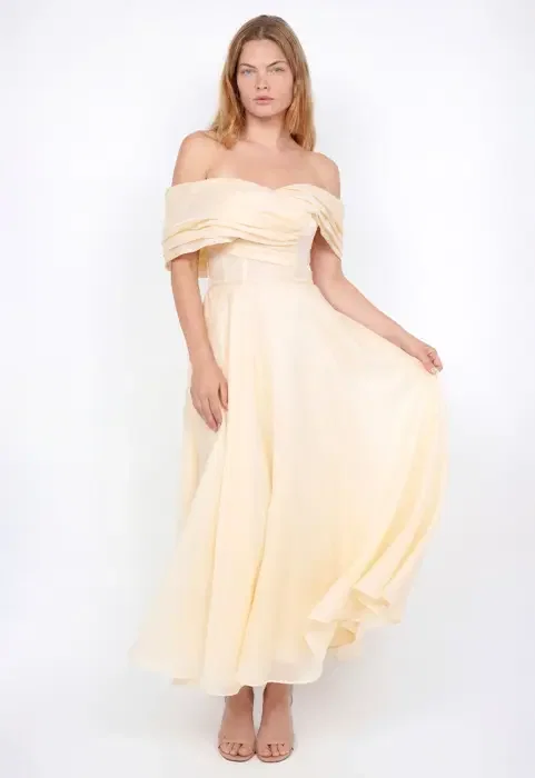 Draped Off-Shoulder Midi Dress image 4
