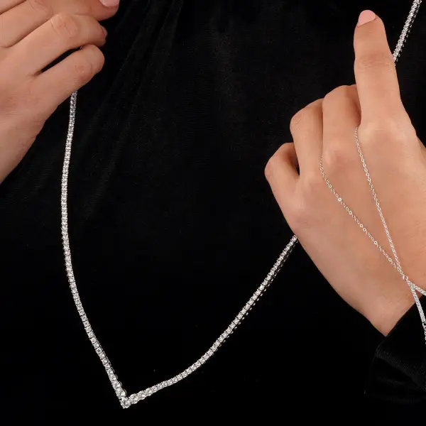 عقد - فضي ابيض - 0 image 7
