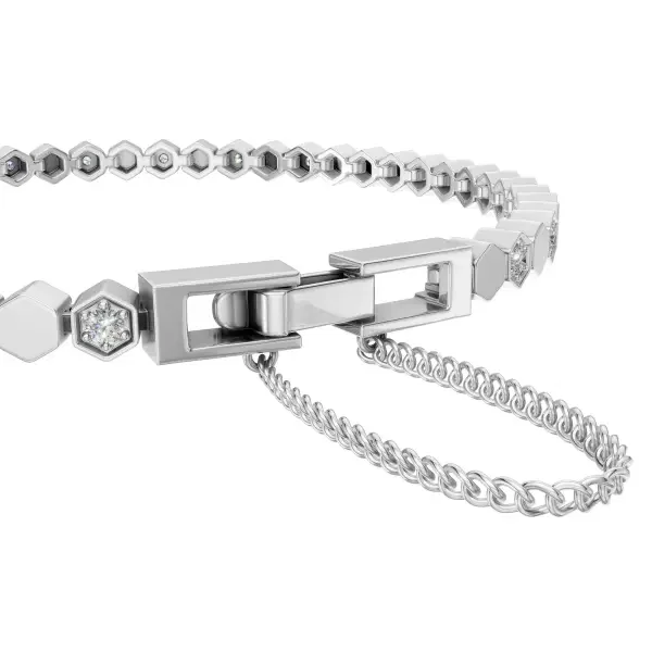 Tennis Bracelet - UB-107 Silver/White image 4