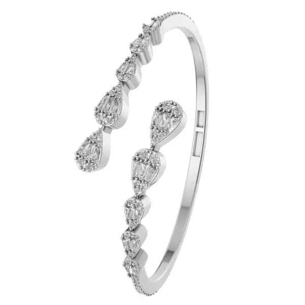 Crystal Pear Silver Bangle image 0