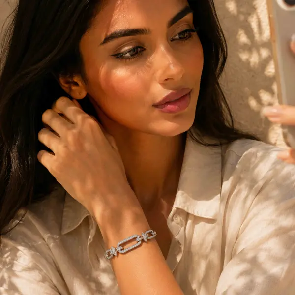 إسوارة فضة فاخرة بتصميم جنزير image 0