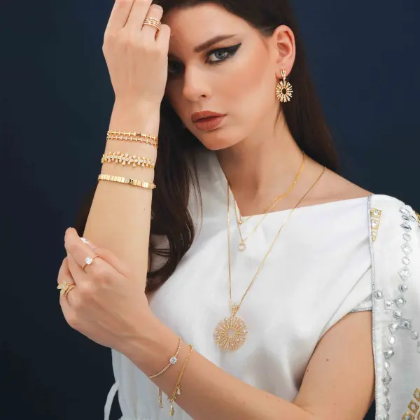 سوار ذهبي زركوني طبقتين image 9