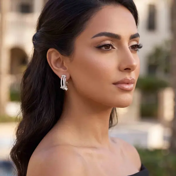 أقراط فضة سمي هوب مرصعة بالزركون image 0