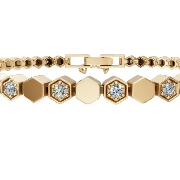 Tennis Bracelet - UB-107 Gold/White image 2