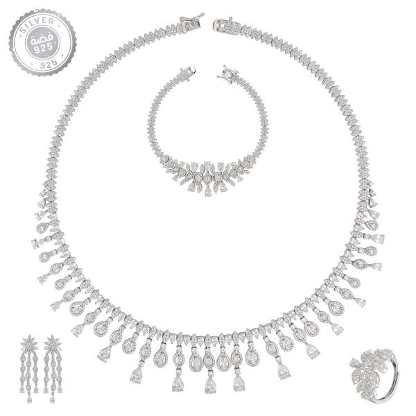 925 Sterling Silver Jewelry Set with Sparkling Zircon image 0