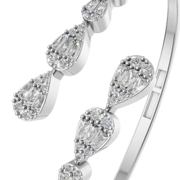 Crystal Pear Silver Bangle image 2