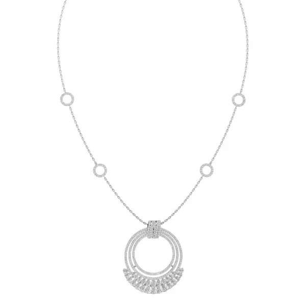 Rhodium Zircon Circle Necklace image 1