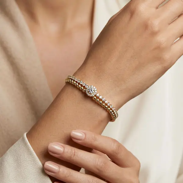 Tennis Bracelet - UB-099 Gold/White image 0