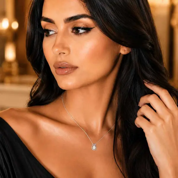 سلسال فضي بدلاية دمعة زركون image 0