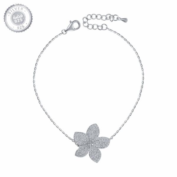 سوار وردة فضة وزركون image 0