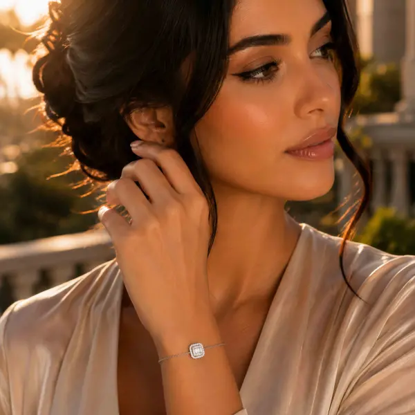 سوار سحب زركون مربع (فضة 925) image 0