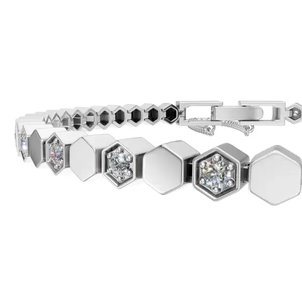 Tennis Bracelet - UB-107 Silver/White image 2