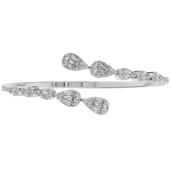 Crystal Pear Silver Bangle image 1