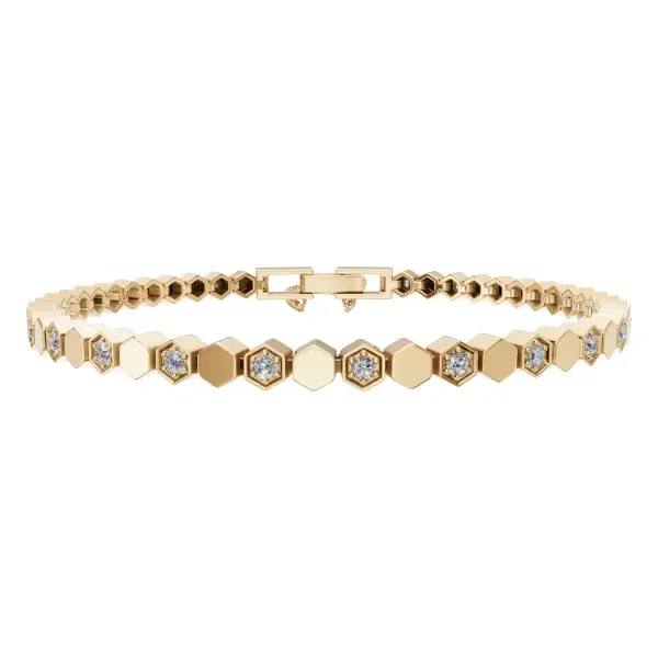 Tennis Bracelet - UB-107 Gold/White image 1