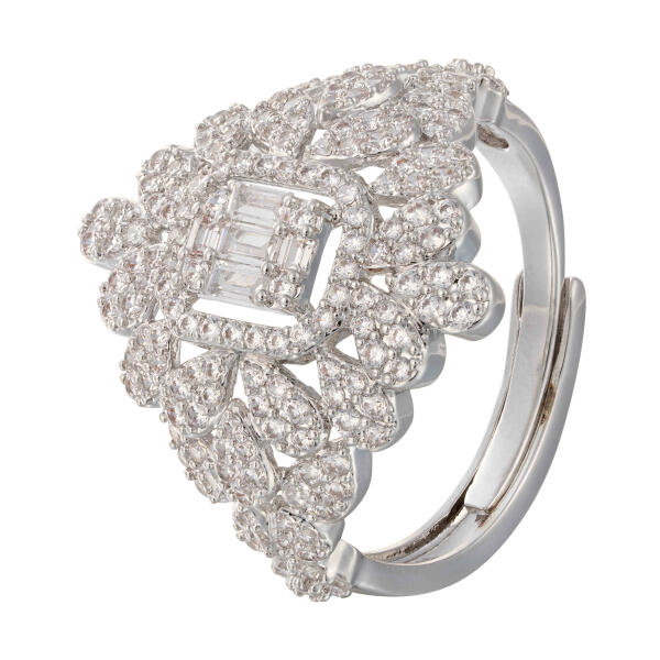 V-Shaped Zircon Silver Set image 7