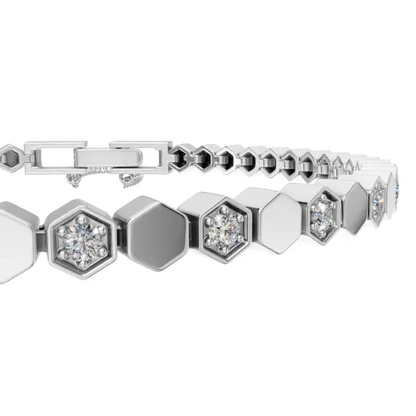 Tennis Bracelet - UB-107 Silver/White image 3
