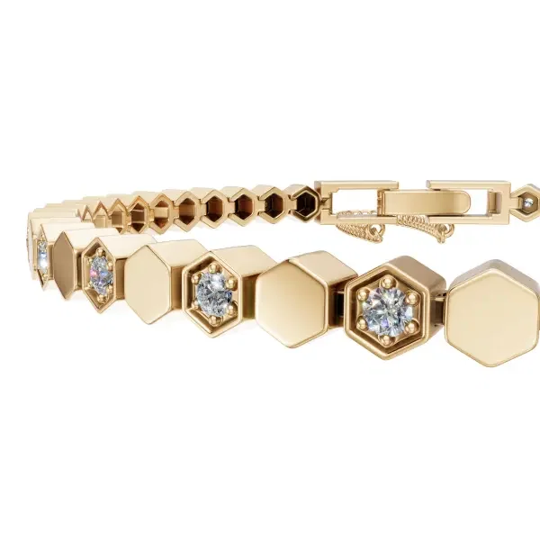 Tennis Bracelet - UB-107 Gold/White image 3