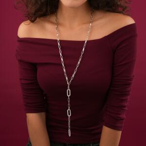 عقد طويل فضي image 0