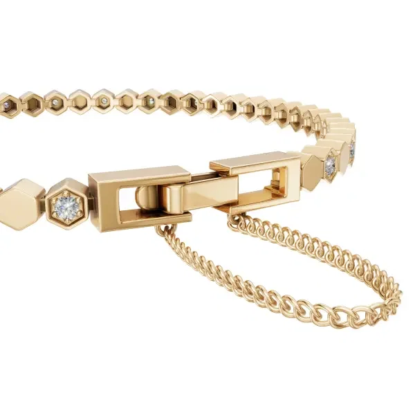 Tennis Bracelet - UB-107 Gold/White image 5