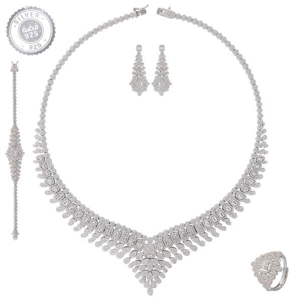 V-Shaped Zircon Silver Set image 4