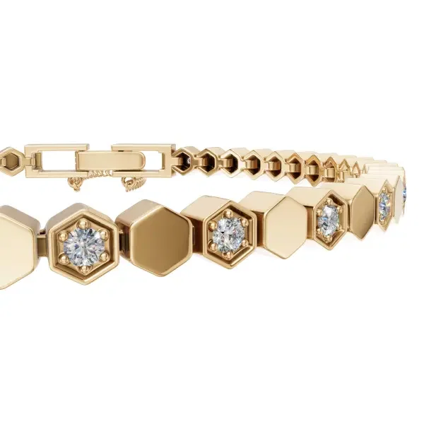 Tennis Bracelet - UB-107 Gold/White image 4