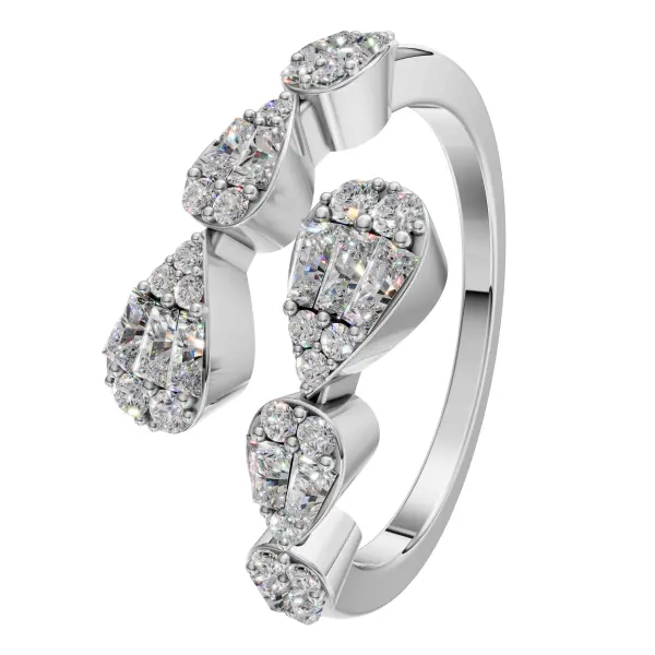 Crystal Pear Silver Ring image 0
