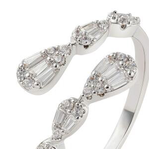 Crystal Pear Silver Ring image 1